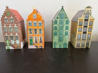4x Kartonnen grachten huisjes Punsypack, bouwjaar 1991